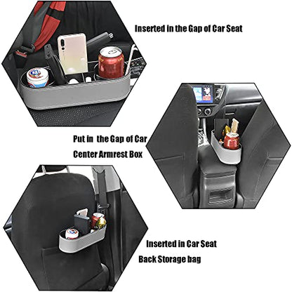 iokone Coin Side Pocket Console Side Pocket Leather Cover Car Cup Holder Auto Front Seat Organizer Cell Mobile Phone Holder (Slim-Gray) - color: Slim-Gray