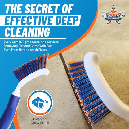Bring It On Grout Cleaning Brush 2-Pack – Crevice Cleaning Brush with Stiff Nylon Bristles, 8-Inch Heavy-Duty Scrub Brush for Tile, Grout, Shower, Bathroom, Kitchen, Corners & Tight Spaces - style: 2 Pack