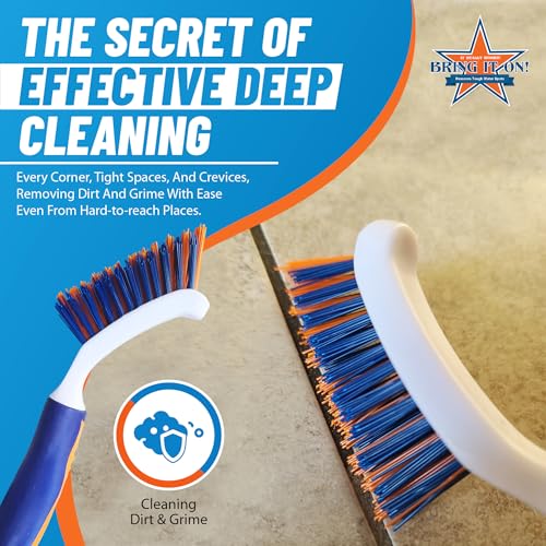 Bring It On Grout Cleaning Brush 6-Pack– Crevice Cleaning Brush with Stiff Nylon Bristles – 8-inch Heavy-Duty Grout and Tile Cleaner Brush – Scrubbing Brush for Corners, Bathroom, and Kitchen - style: 6-Pack