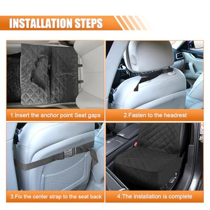 ZIMISI Dog Car Seat Cover, Waterproof & Scratch Proof Car Seat Protector with Side Flaps, Nonslip Front Car Seat Covers with Safety Belt, Universal Dog Mat for Cars, SUVs, Trucks (Black) - color: Black