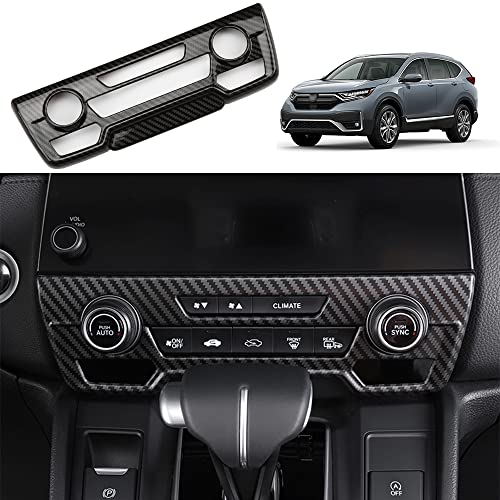 for CRV 2017-2021 Air Conditioning Knob Climate Control Module Panel ABS Carbon Fiber Grain Center Console CD Panel Cover Trim Sticker for Honda CRV 2017 2018 2019 2020 2021(Not Fit for LX) - color: Air Conditioning Knob Panel