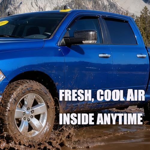 Window Visors Vent Sun Rain Guards for 2009-2024 Dodge Ram 1500 (19-24 Classic Body), Crew CAB ONLY; 10-25 Ram 2500/3500 MEGA/Crew CAB ONLY | Window Vent Visors, 4 pcs. - Smoke | 94109 - size: For 09-18 Ram 1500 Crew Cab