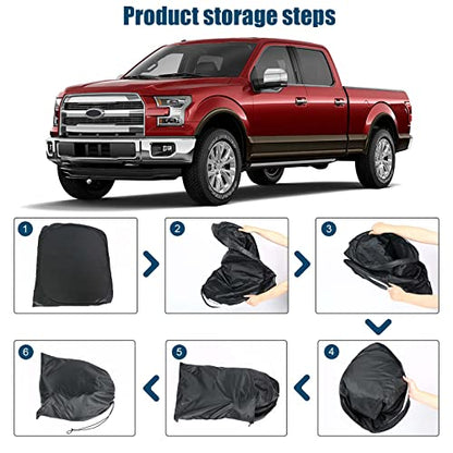 6 Layers Windshield Sun Shades Compatible with Ford F-150 Lariat King Ranch Platinum, XL XLT Limited Raptor 2015-2020, Foldable Car Sunshade with Storage Bag - size: 2015-2020 Ford F 150