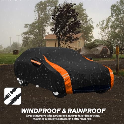 10-Layer Compatible with Tesla Model 3 Car Cover Waterproof All Weather for Automobiles, Outdoor Full Cover Soft Cotton Lining with Door Zipper, Fit for Model 3 2017-2025 - size: Custom Fit for Model 3