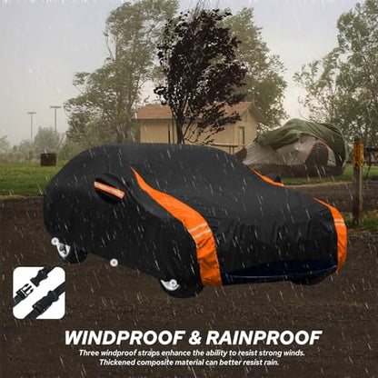 10-Layer Compatible with Tesla Model Y Car Cover Waterproof All Weather for Automobiles, Outdoor Full Cover Soft Cotton Lining with Door Zipper, Fit for Model Y 2020-2025 - size: Custom Fit for Model Y