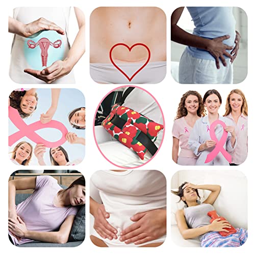 Hysterectomy Pillow Abdominal Post Surgery Pillows with Pocket Comfort for Ice Heat Packs Tummy Tuck Belly Incision Recovery Seatbelt Gifts Women Patients Red Flower - color: Red Flower