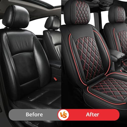 MIROZO Tacoma Front Seat Covers, Waterproof Truck Seat Covers Fit for 2016-2023 Toyota Tacoma Crew Cab,Leather Automotive Seat Cover Car Seat Covers (Black and Red,2PCS Front) - color: Black And Red, size: 2PCS Front（2016-2023 Tacoma）