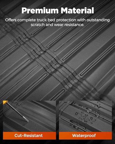 Full Set Car Truck 5FT Bed Mat & Floor Mats for Ford Ranger SuperCrew Cab: 2024-2026 All-Weather Mats for XLT Raptor Lariat XL with 5ft TPE Trunk Bedmat, Anti-Slip Waterproof Protection Accessories