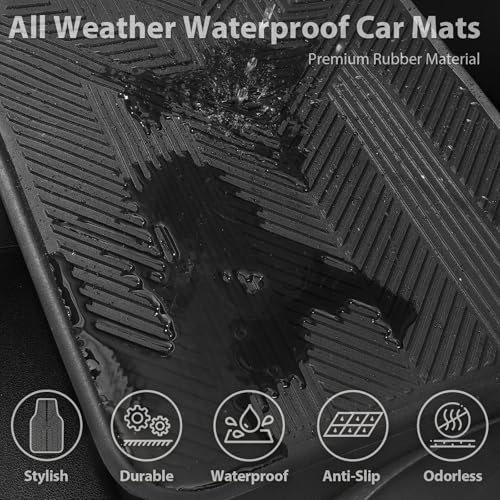 CAR PASS Universal Car Floor Mats & Cargo Liner Full Set, Waterproof Anti-Slip Rubber Trim to Fit Trunk Mats All Weather Protection Fit Car SUV Sedan Coupe Vehicle Automotive 5 Pieces, S-M Size Black - color: Black