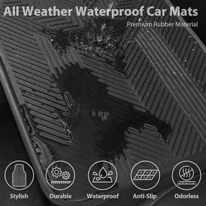 CAR PASS Universal Car Floor Mats & Cargo Liner Full Set, Waterproof Anti-Slip Rubber Trim to Fit Trunk Mats All Weather Protection Fit Car SUV Sedan Coupe Vehicle Automotive 5 Pieces, S-M Size Black - color: Black