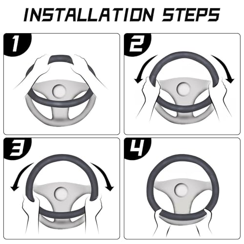 Car Steering Wheel Cover Universal 15 inch Auto Antislip Leather Protector Flower Grain Black - color: Black