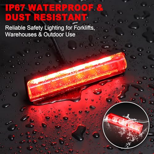 LED Forklift Safety Light Red for AGV Automated Guided Vehicle, Forklift Truck, Industrial Lift, Warehouse Safety, IP67 Waterproof, Aluminum Housing (4PCS) - size: 4PCS