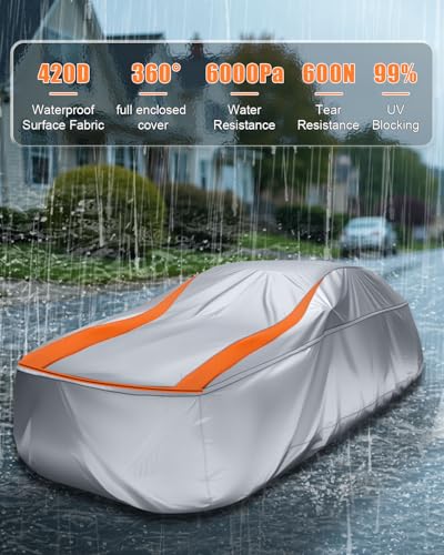 Sliver Full Enclosed Small Car Covers Universal Fit Miata,Mini Cooper,Z1/Z3,SLK-Class,Polo/Rabbit 1975-1984,Fiesta,Solstice,Yaris/MR2,Honda S2000,Saturn Sky,Chrysler Crossfire,Fiat 124 Spider - size: 5.For Sedan/Coupe/Hatchback Length up to 165 in