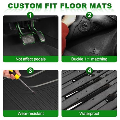 AOMSAZTO Floor Mats for 2022-2025 Toyota Tundra/Tundra Hybrid (Only CrewMax Cab) 5.5FT Truck Bed Mat - All Weather Protection Floor Liners & Bed Liner Set Accessories 2025 2024 2023 2022 - style: 2022-2025 | For Toyota Tundra 1st & 2and Row & Truck