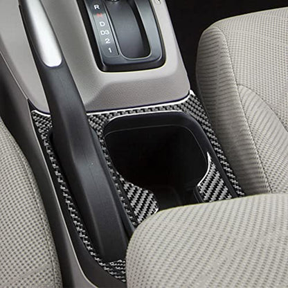 Auto Center Console Handbrake Water Cup Holder Trim Frame Panel Sticker Real Carbon Fiber Interior Trim Accessories Compatible with Honda Civic 9 Coupe/Sedan 2013 2014 2015 Black - color: Cup Holder Set/4 Pieces