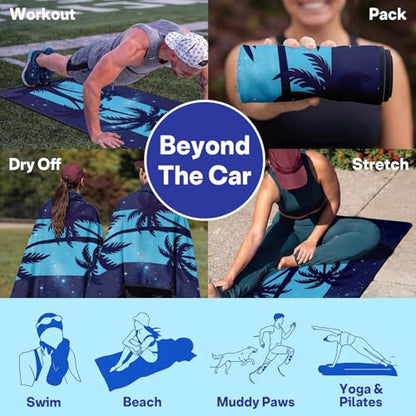 2 Pack Car Seat Towel Covers, Sweat-Proof Microfiber Seat Protectors for Gym, Running, Beach & Workout, Breathable Quick-Dry, Machine Washable, Night Palm Tree Print, Universal Fit - color: Night Palm Tree