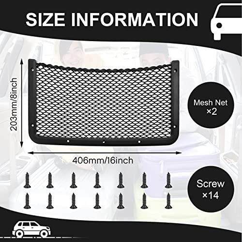 Frienda 4 Pcs Car Storage Net Bag, ABS Plastic Framed Mesh Net Holder, Phone & Cargo Organizer with Screws for Auto, Rv, Boat, Truck Pocket Storage (16 x 8 Inch) - size: 16 x 8 Inch