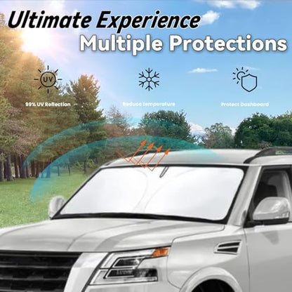 Windshield Sun Shade for Nissan Armada 2017-2024 Car Front Window Sunshade with 240T Sun Visor Protector Blocks UV Rays Heat Sun Shield Accessories - size: For Armada 2017-2024