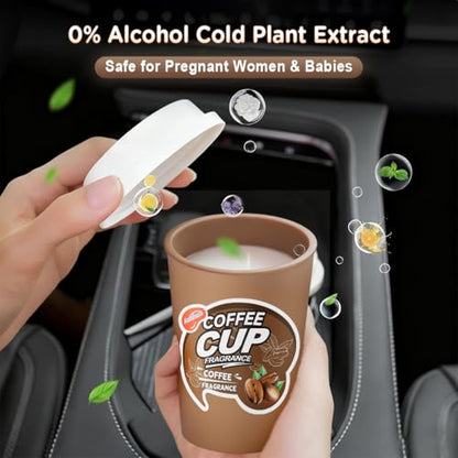 Coffee Car Air Freshener, 180-Day Long Lasting Odor Eliminator, 238g Large Capacity, Natural Plant-Based & Alcohol-Free, Safe for Baby & Pets, Fits Car Cup Holders,Car Accessories (coffee)