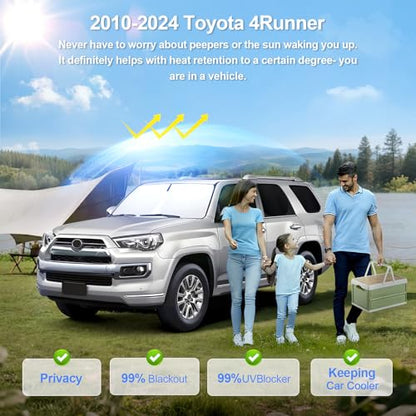 8pcs Car Window Shades for Toyota 4Runner 2010-2024 Accessories,Windshield Sun Shade Side Rear Full Sunshade,Sun Visor UV Blocking, Privacy Protection and Blackout for Camping Outdoor