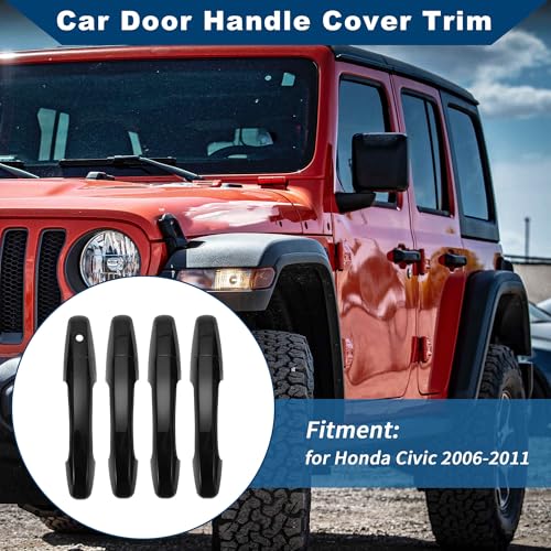 Car Door Handle Cover Trim for Honda Civic 2006-2011 |Side Door Handle Cover| Durable| 1 Set Black - color: Black