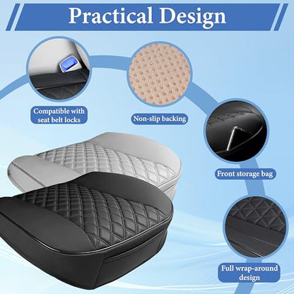 1PC Leather Car Seat Cover, Front Bottom Seat Cushion Cover, Car Seat Cover, Front PU Leather Seat Covers, Anti-Slip and Wrap Around The Bottom with Storage Pocket Suitable for Most Vehicles (Grey) - color: grey*1