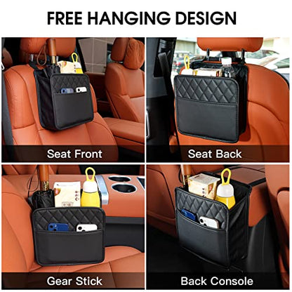 FrgKbTm 2Pack Car Seat Back Hanging Bag Car Document Holder Multi-Pocket Bottle Bag Storage Waterproof Pu Leather Box Organizer Travel Tidy Pouch Pocket Kids - color: Black A x2