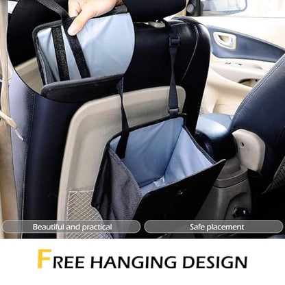 Foldable Car Trash Can, Hanging Car Storage Bag with Waterproof Liner, Open-Top Garbage Can, Car Interior Accessories for Sedan SUV Truck RV (Black)