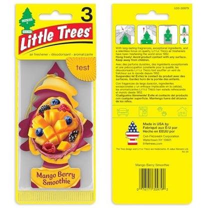 Little Trees Car Air Freshener | Hanging Tree Provides Long Lasting Scent for Auto and Home | Mango Berry Smoothie, 24 Air Fresheners - color: Mango Berry Smoothie