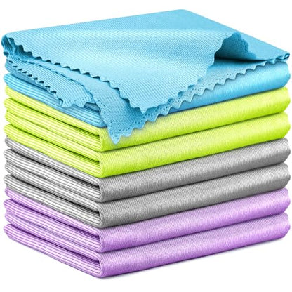 Microfiber Cleaning Cloth Glass Window Stainless Steel Mirror Polishling Rags Eyeglass Windshield Household Nano Sparkle Cloth Lint Free Cloth Cleaning Supplies Shiny Wipes, Pack of 8, 16" x 12" - color: Colorful-4 Color, Pack of 8