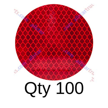 3" Inch Round DOT-SAE Amber/Red High Visibility Reflective Stick-On Prism Reflector | Strong Adhesive/Weatherproof | Trailer Camper RV Flatbed Fender Property Boat Marine (Red, Qty 100) - color: Red, size: Qty 100