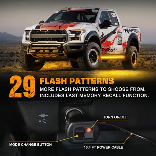XRIDONSEN 2PCS 60 inch Amber Strobe Lights Strip 720 LED Running Board Lights Flashing Warning Hazard Safety Side Step Flexible Emergency Lights for Tow/Plow Trucks Construction Vehicles Pickup SUV - color: Amber