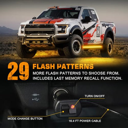 XRIDONSEN 2PCS 60 inch Amber Strobe Lights Strip 720 LED Running Board Lights Flashing Warning Hazard Safety Side Step Flexible Emergency Lights for Tow/Plow Trucks Construction Vehicles Pickup SUV - color: Amber
