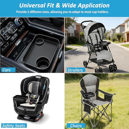 Car Seat Snack Tray for Toddlers, Reduces Mess Square Travel Tray Cup Holder Snack Tray, Durable Car Food Tray for Kids, Universal Fit Kids Travel Road Trip Essentials (Black) - color: Black