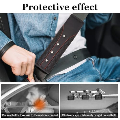 Hovom 2PCS Bling Car Seat Belt Cover Pad, Leather Seatbelt Covers for Cars, Soft Safety Seatbelt Shoulder Strap Covers, Rhinestone Auto Seat Belt Protector Cushion for Women Girls (Black) - color: Black