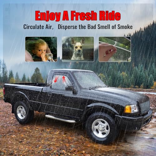 Window Visor Compatible with 1993-2011 Ford Ranger Mazda, in Channel Style Dark Smoke Tint Acrylic Shade Rain Sun Guard Wind Vent Air Deflector by IKON MOTORSPORTS, 1994 1995 1996 1997 1998 1999