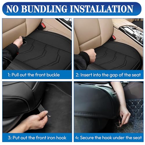 Car Seat Cover Front Bottom Seat Cushion Cover, PU Leather Breathable Anti-Slip and Full Wrap Driver with Front Storage Pocket, Car Seat Accessories, Universal Fit for 95% of Vehicles