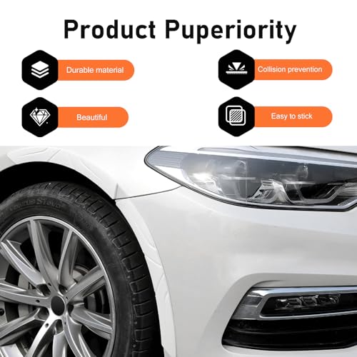 2 PCS Car Wheel Eyebrow Strips, Thickened Anti Collision Arch Lip Trim Strips, Self Adhesive Car Wheel Eyebrow Protector, Universal for Most Vehicles (White) - color: White
