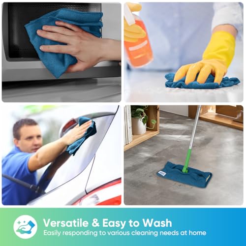 HOMEXCEL Navy Blue Microfiber Cleaning Cloth, 24 Pack Cleaning Towels for Kitchen, Lint Free, Scratch-Free, Highly Absorbent, and Reusable Cleaning Rags for House, Window, Cars, 11.5 X11.5 inch - color: Navy Blue