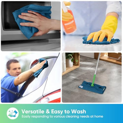 HOMEXCEL Navy Blue Microfiber Cleaning Cloth, 24 Pack Cleaning Towels for Kitchen, Lint Free, Scratch-Free, Highly Absorbent, and Reusable Cleaning Rags for House, Window, Cars, 11.5 X11.5 inch - color: Navy Blue