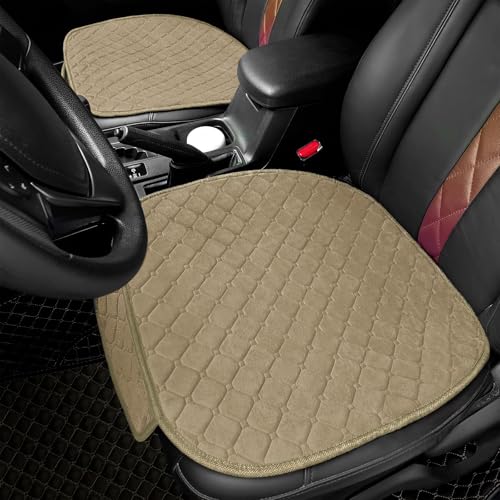 surpassme 2pc Comfortable Car Seat Covers Universal Front Seat Covers for Car Accessories with Storage Pockets, Padded Car Interior Covers for Automotive, SUV, Truck, and Van(Khaki) - color: Khaki, size: 2 Front Seat Covers