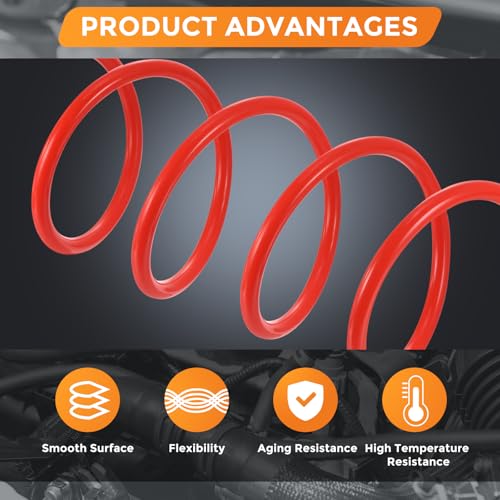 DMiotech 6Pcs Silicone Vacuum Hose Automotive,1/8" 5/32" 3/16" 1/4" 5/16" 3/8" ID High Performance Silicone Vacuum Tubing Hose Line Kit 130PSI Max Pressure,5FT Red - color: Red, size: 1/8" 5/32" 3/16" 1/4" 5/16" 3/8" ID - 5FT