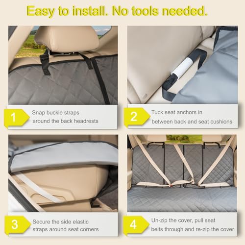 Dog Car Seat Cover, Deluxe Waterproof Pet Back Carseat Protector for Cars, SUVs, Trucks, Nonslip and Easy Cleanup Backseat Pet Cover for Automotive Rear Bench (Grey) - color: GREY