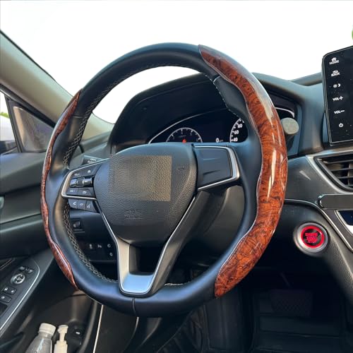 Steering Wheel Cover, Wood Grain Steering Wheel Cover, Car Wheel Cover for Men/Women, Universal Fit for 99% Car Steering Wheel,Steering Wheel Accessories (Wood Grain-Brown) - color: Wood grain-Brown