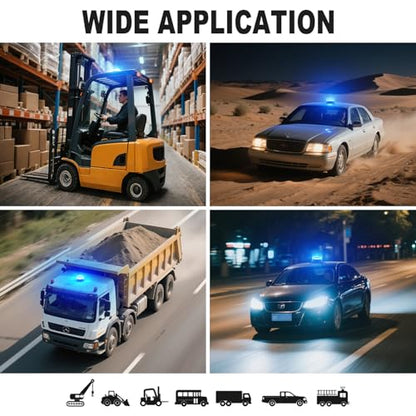 AnTom Magnetic Wireless Strobe Light, Waterproof Rechargeable Blue LED Beacon Lights for Trucks, Vehicle Emergency Flashing Warning, forklifts,Tractors,Golf Carts,Cars - color: Blue