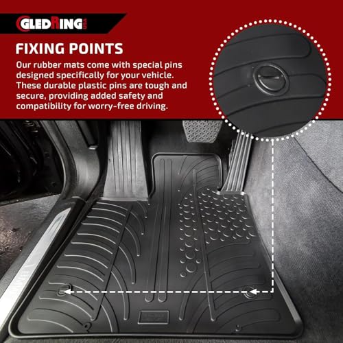 Gledring USA Custom Fit All-Weather Rubber Floor Mats Intended for BMW 5 Series 525i/528i/530i/545i/550i (E60/61) 2004-2010 - No Trimming Needed.
