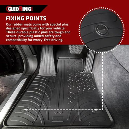 Gledring USA Custom Fit All-Weather Rubber Floor Mats Intended for BMW 5 Series 525i/528i/530i/545i/550i (E60/61) 2004-2010 - No Trimming Needed.