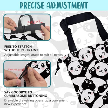 Car Garbage Bag Cute Black Panda Drawstring Car Trash Bag Hanging for Back Seat with Adjustable Buckle Canvas Vehicle Trash Can Easy-to-Install - color: Cute Black Panda