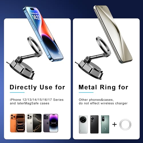 Qifutan for MagSafe Car Phone Holder Mount Phone Mount for Car Windshield Dashboard Air Vent Universal Hands Free Automobile Cell Phone Holder Fit for iPhone Smartphone Camera Mounts - style: Dash-E