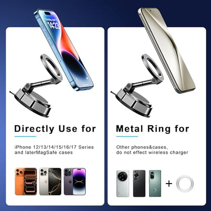 Qifutan for MagSafe Car Phone Holder Mount Phone Mount for Car Windshield Dashboard Air Vent Universal Hands Free Automobile Cell Phone Holder Fit for iPhone Smartphone Camera Mounts - style: Dash-E
